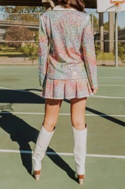 Queen Of Sparkles Tie Dye Rainbow Rhinestone Skort