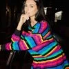 Queen Of Sparkles Rainbow Sequin Stripe Sweater Skirt