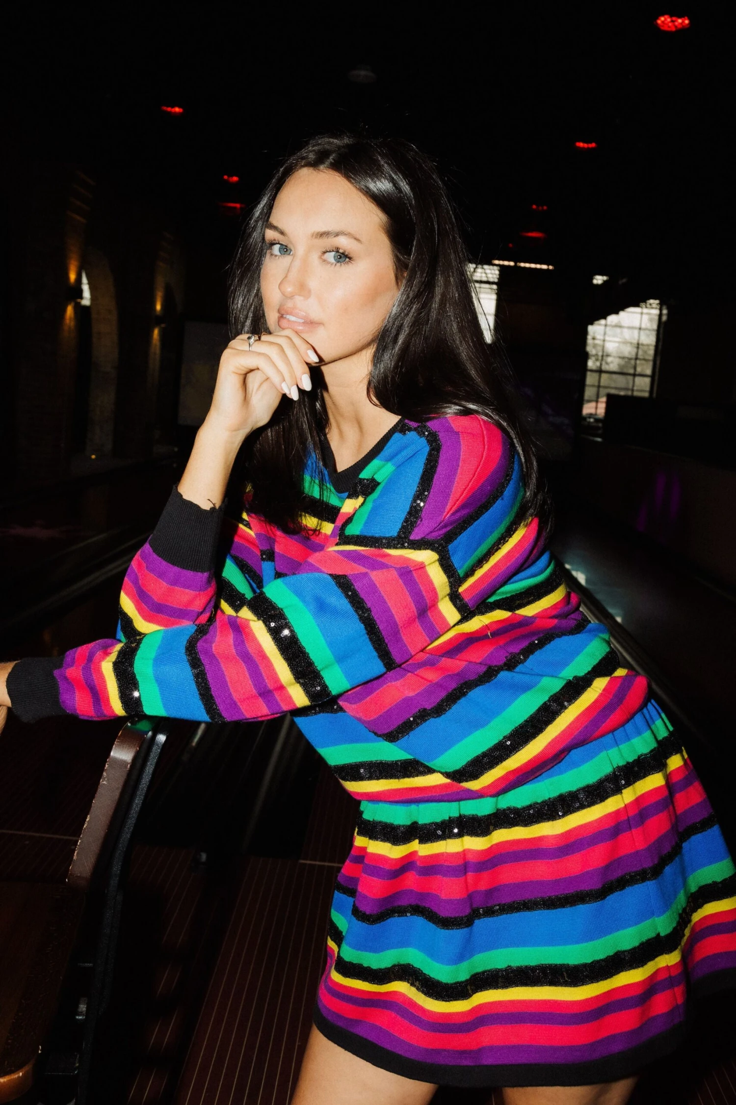 Queen Of Sparkles Rainbow Sequin Stripe Sweater Skirt 1 Queen Of Sparkles Rainbow Sequin Stripe Sweater Skirt