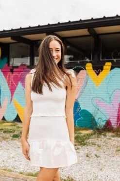Queen Of Sparkles White Smocked Sequin Tie Tank -Queen of Sparkles IMG 3761 Facetune 10 05 2022 10 31 01