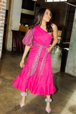 Queen Of Sparkles One Shoulder Maxi With Sequin Sash