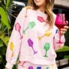 Light Pink Wine Glass Sweatshirt