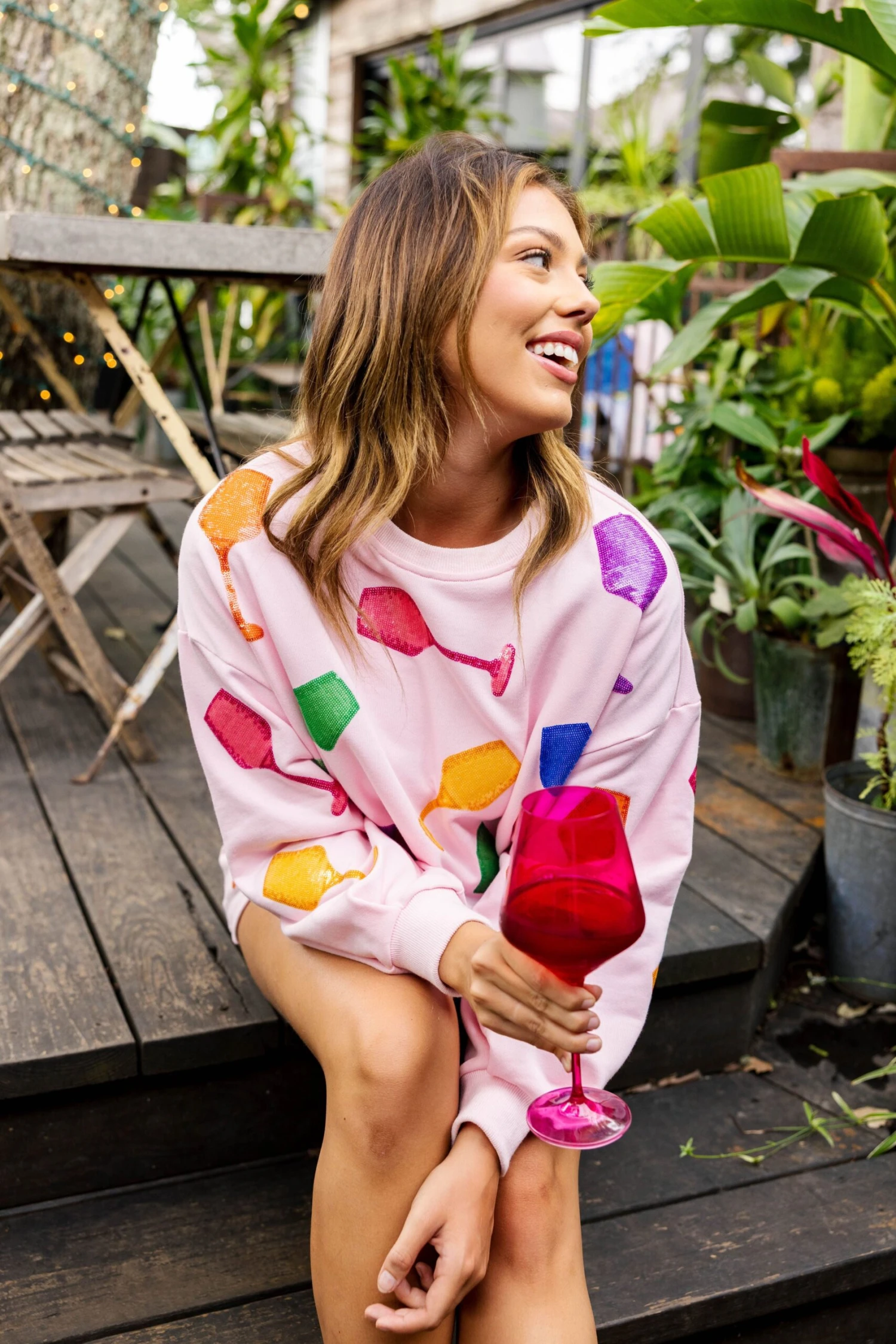 Light Pink Wine Glass Short 4 Light Pink Wine Glass Short - Image 4