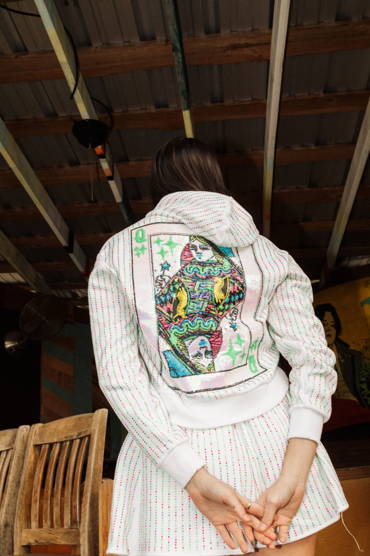 Queen Of Sparkles QOS Logo Rhinestone Short 2 Queen Of Sparkles QOS Logo Rhinestone Short - Image 2