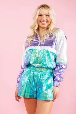 Queen Of Sparkles Green Metallic Active Shorts -Queen of Sparkles QOS 400