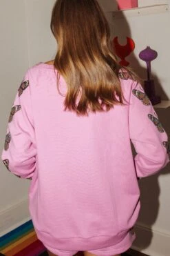 Pink Butterfly Sleeve Sweatshirt -Queen of Sparkles QOS 899