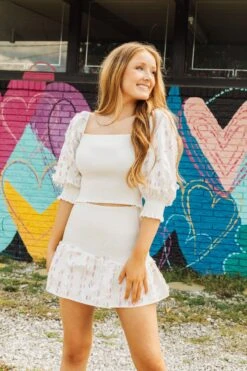 Queen Of Sparkles White Smocked Rainbow Sequin Pailette Top -Queen of Sparkles QOS APRIL 347 455e0698 b3de 4eab a22c 295e49c2019f