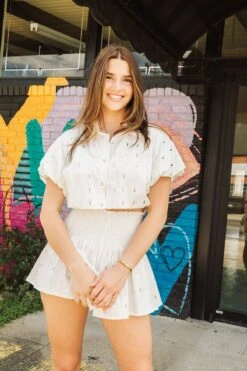 Queen Of Sparkles White Cotton Rhinestone Bubble Top -Queen of Sparkles QOS APRIL 361 dd608c31 b8ba 49e1 8bf4 5ac9ffbefeaf