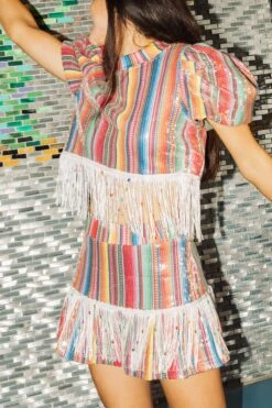 Queen Of Sparkles Blanket Fringe Skirt