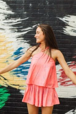 Queen Of Sparkles Neon Pink Rhinestone Cluster Swing Short