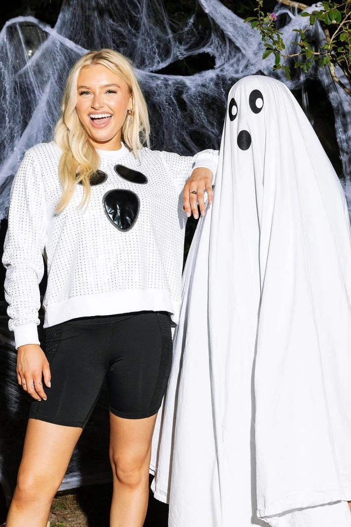 Queen Of Sparkles White Rhinestone Ghost Sweatshirt 1 Queen Of Sparkles White Rhinestone Ghost Sweatshirt