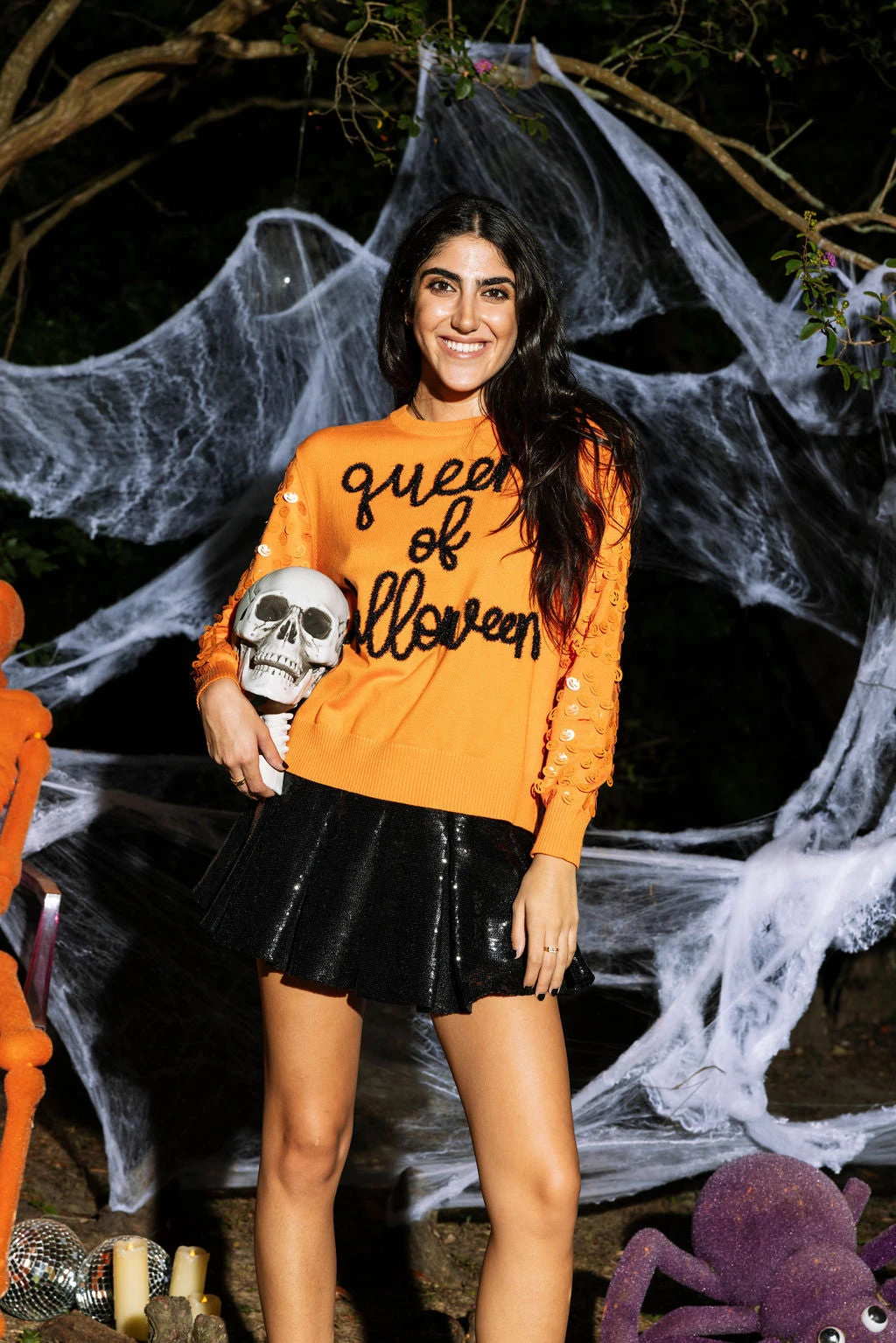 Queen Of Sparkles Queen Of Halloween Glitter Script Sweater 2 Queen Of Sparkles Queen Of Halloween Glitter Script Sweater - Image 2