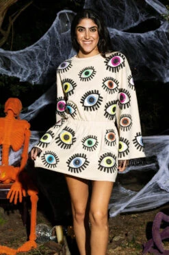 Queen Of Sparkles Tan Scattered Eye Dress 6 Queen Of Sparkles Tan Scattered Eye Dress -Queen of Sparkles QOSHALLOWEEN 195