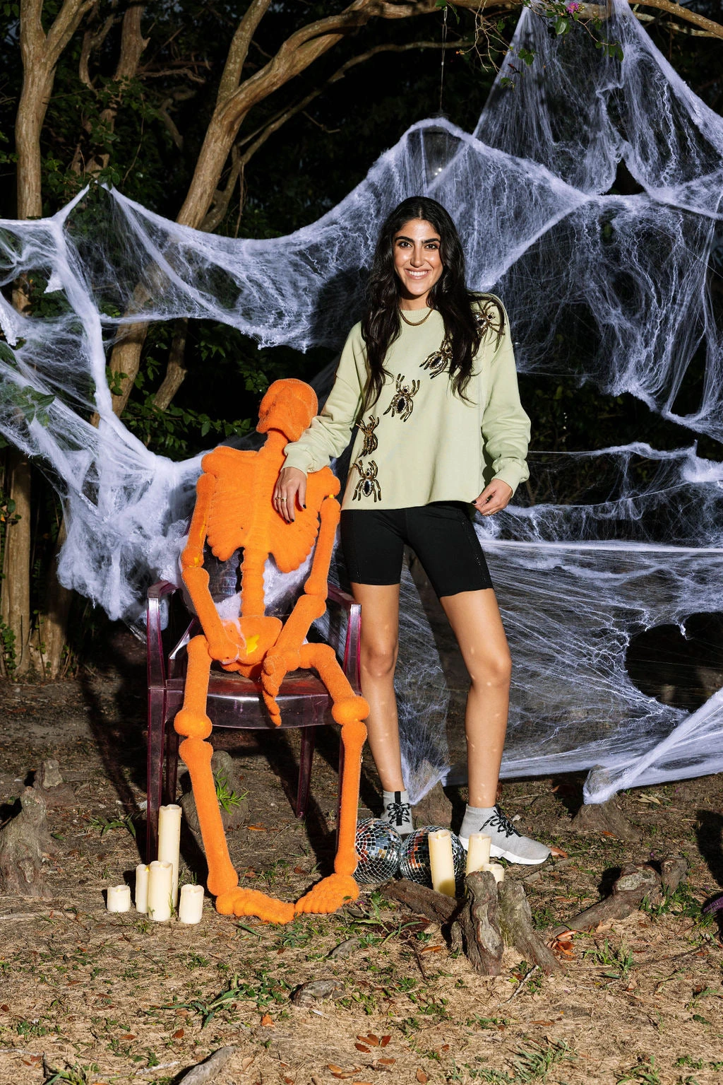 Queen Of Sparkles Moss Green Embellished Spider Sweatshirt 3 Queen Of Sparkles Moss Green Embellished Spider Sweatshirt - Image 3