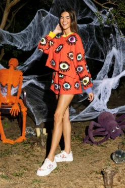 Queen Of Sparkles Red Color Block Scattered Eye Sweatshirt 7 Queen Of Sparkles Red Color Block Scattered Eye Sweatshirt -Queen of Sparkles QOSHALLOWEEN 208