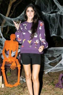 Queen Of Sparkles Dark Purple Spooky Spirits Sweatshirt