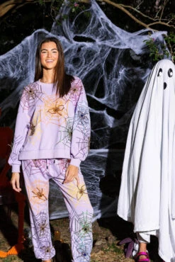 Queen Of Sparkles Lavender Spiderweb Sweatshirt