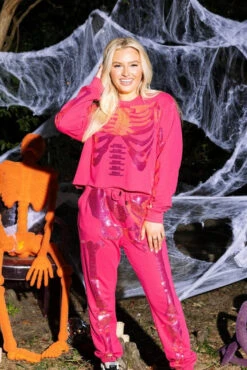 Queen Of Sparkles Magenta Skeleton Jogger -Queen of Sparkles QOSHALLOWEEN 40