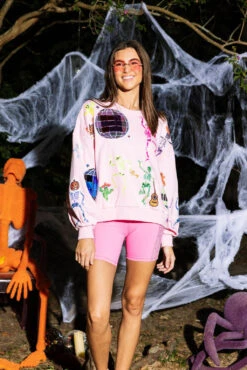 Pink Skeleton Disco Party Sweatshirt -Queen of Sparkles QOSHALLOWEEN 54