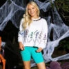 Queen Of Sparkles White Dancing Skeleton Sweatshirt