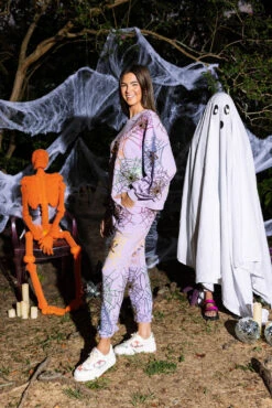 Queen Of Sparkles Lavender Spiderweb Sweatshirt -Queen of Sparkles QOSHALLOWEEN 7