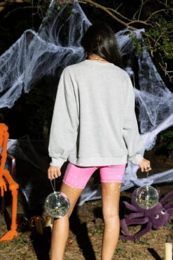 Queen Of Sparkles Grey Disco Skeleton Sweatshirt -Queen of Sparkles QOSHALLOWEEN 78