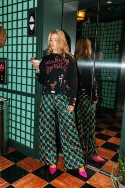 Queen Of Sparkles Green + Rainbow Sequin Pants