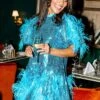 Queen Of Sparkles Teal Full Sequin Feather Dress