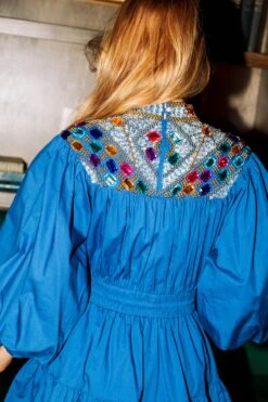 Queen Of Sparkles Royal Blue Full Rhinestone Cotton Dress -Queen of Sparkles SOELSTUDIO QOSOCT 355