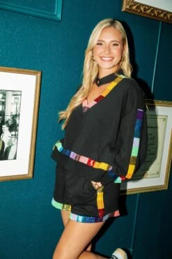 Queen Of Sparkles Black Rainbow Trim Cut Out Sweatshirt 6 Queen Of Sparkles Black Rainbow Trim Cut Out Sweatshirt -Queen of Sparkles SOELSTUDIO QOSOCT 38