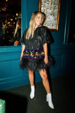 Queen Of Sparkles Black Sequin Feather Rainbow Paillette Dress 7 Queen Of Sparkles Black Sequin Feather Rainbow Paillette Dress -Queen of Sparkles SOELSTUDIO QOSOCT 59
