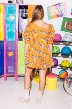 Orange Asymmetrical Tiger Dress 6 Orange Asymmetrical Tiger Dress -Queen of Sparkles SOELSTUDIO QOS GAMEDAY 2023 1355