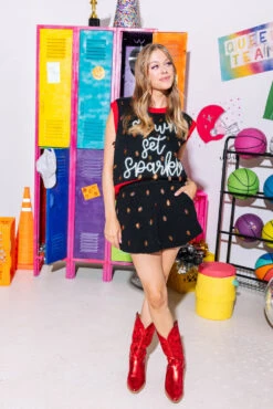 Queen Of Sparkles Black & Red Down Set Sparkle Sweater Vest 7 Queen Of Sparkles Black & Red Down Set Sparkle Sweater Vest -Queen of Sparkles SOELSTUDIO QOS GAMEDAY 2023 1419