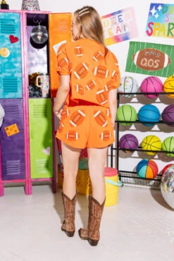Orange Fuzzy Football Short 7 Orange Fuzzy Football Short -Queen of Sparkles SOELSTUDIO QOS GAMEDAY 2023 518 a1682b7e 0548 438e addc 8c1d9888e168
