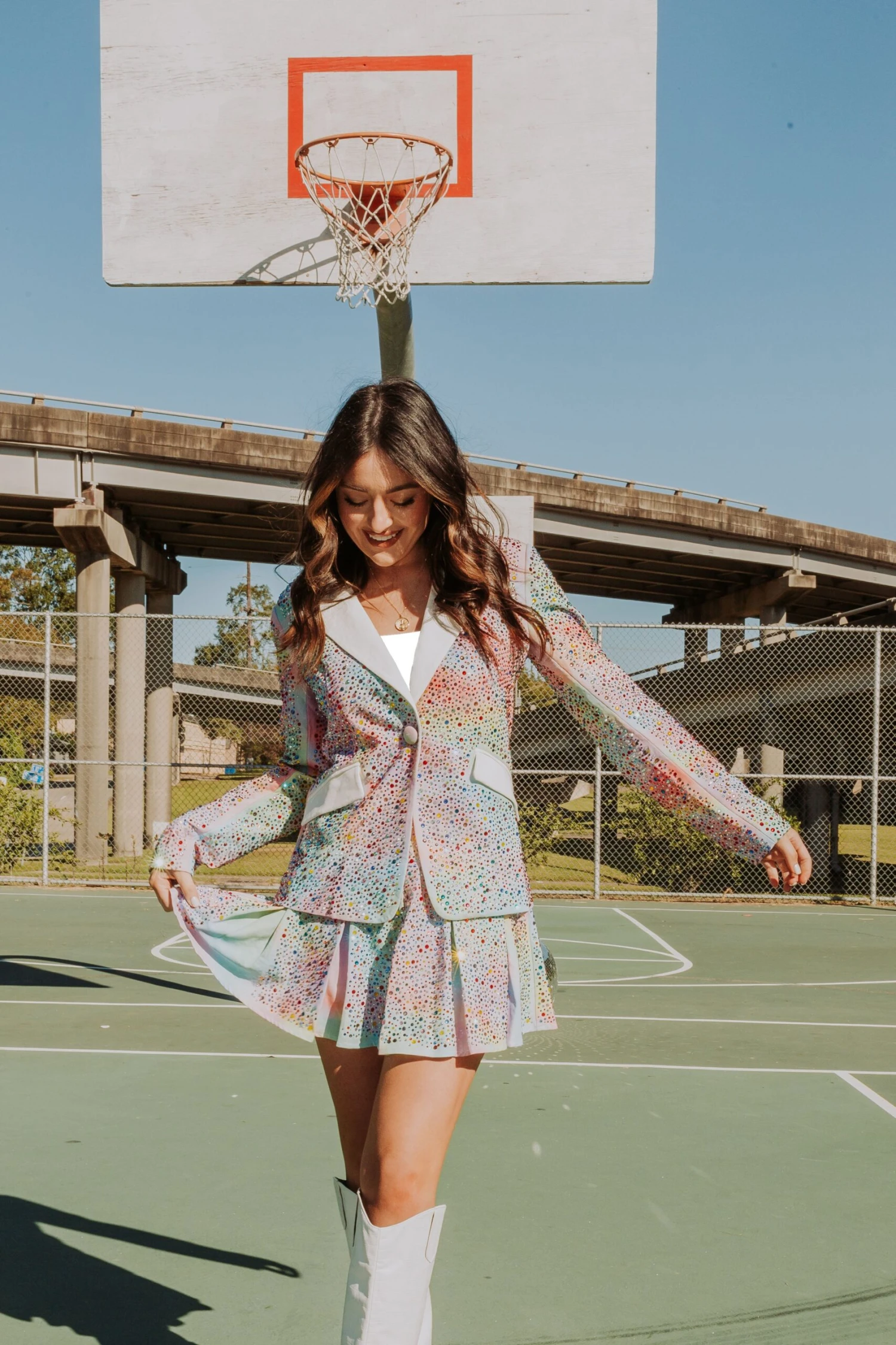 Queen Of Sparkles Tie Dye Rainbow Rhinestone Skort 2 Queen Of Sparkles Tie Dye Rainbow Rhinestone Skort - Image 2
