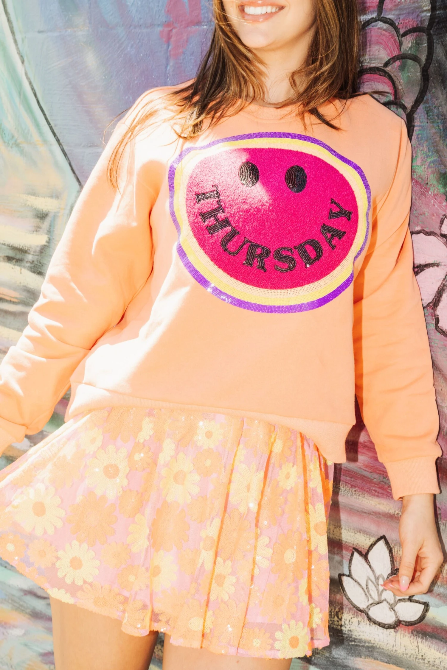 Queen Of Sparkles Thursday Smiley Sweatshirt 2 Queen Of Sparkles Thursday Smiley Sweatshirt - Image 2