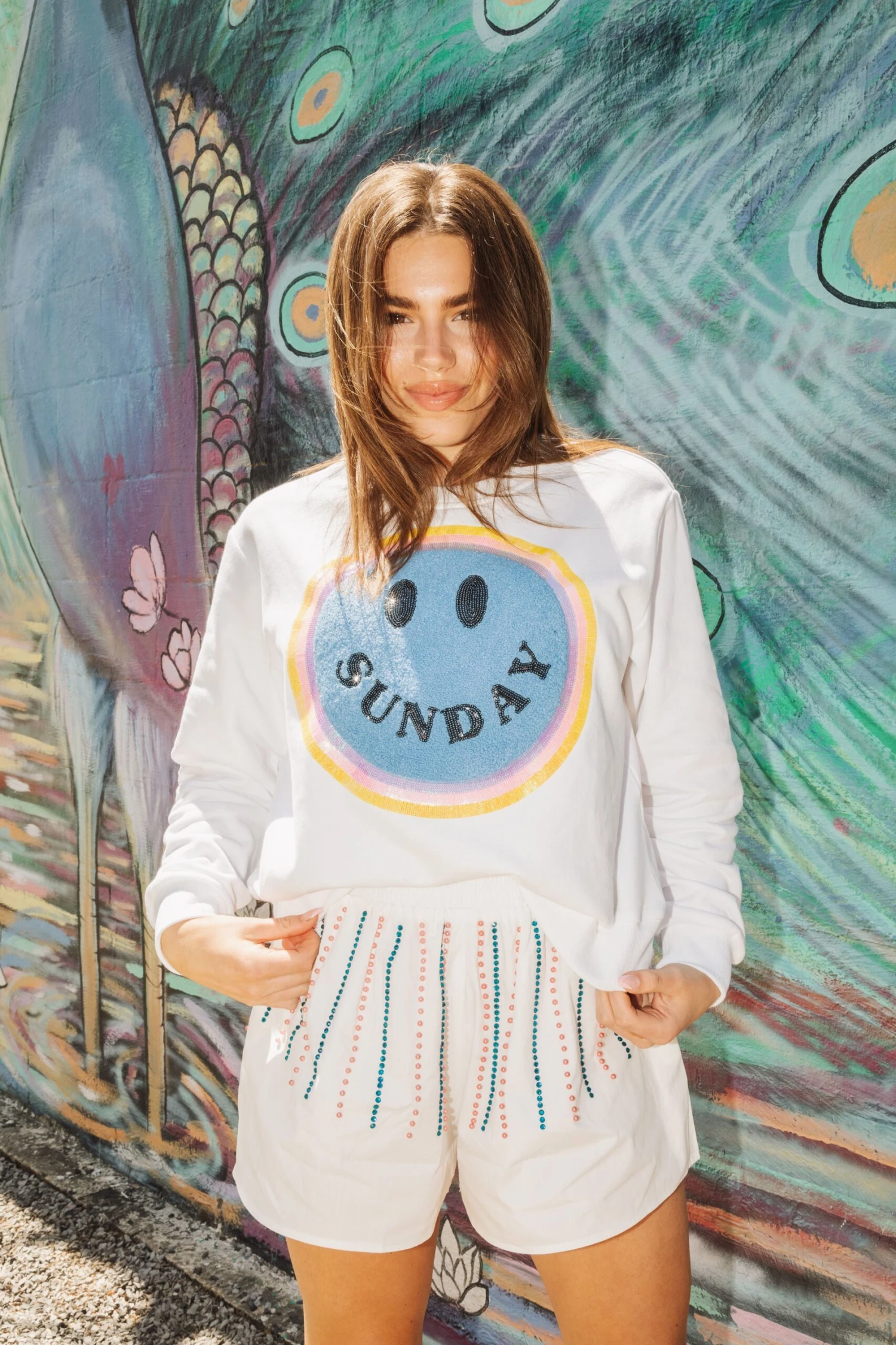 Queen Of Sparkles Sunday Smiley Sweatshirt 2 Queen Of Sparkles Sunday Smiley Sweatshirt - Image 2