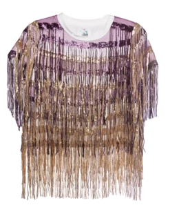 Full Sequin Fringe Purple & Gold Tee