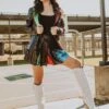 Queen Of Sparkles Black Sequin Rainbow Pleat Skort
