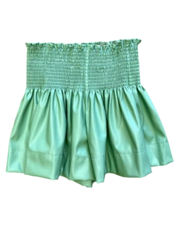 Queen Of Sparkles Apple Green Leather Swing Shorts