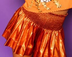 Queen Of Sparkles Orange Metallic Swing Shorts