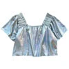 Blue Holographic Flutter Top