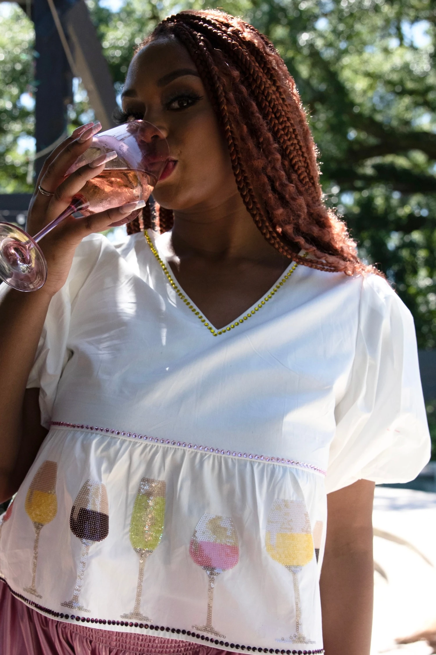 Queen Of Sparkles Glitter Glasses Wine Peplum Top 1 Queen Of Sparkles Glitter Glasses Wine Peplum Top