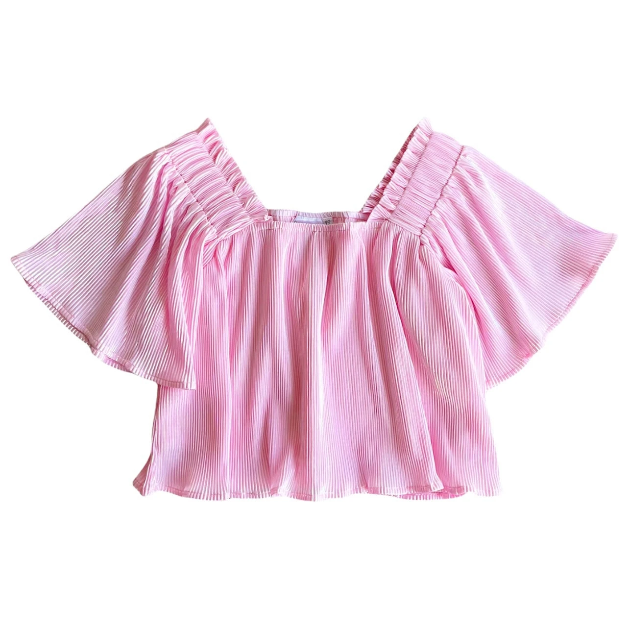 Pale Pink Pleat Flutter Top 1 Pale Pink Pleat Flutter Top