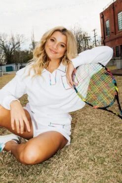 Queen Of Sparkles Rainbow Trim Polo Sweatshirt