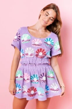 Lavender Clam Terry Cloth Top -Queen of Sparkles image 845edaa5 b07d 45c5 b0ab f1a10c7e25b9