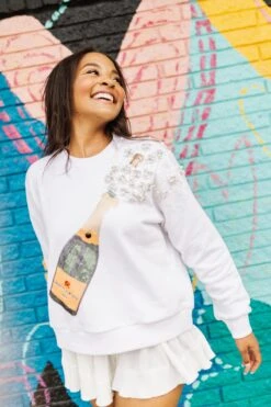 Queen Of Sparkles White Popping Champagne Sweatshirt 5 Queen Of Sparkles White Popping Champagne Sweatshirt -Queen of Sparkles image 84e08bfd 2d15 40db ac9f aec065238b6a