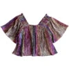 Maroon Rainbow Pleat Flutter Top