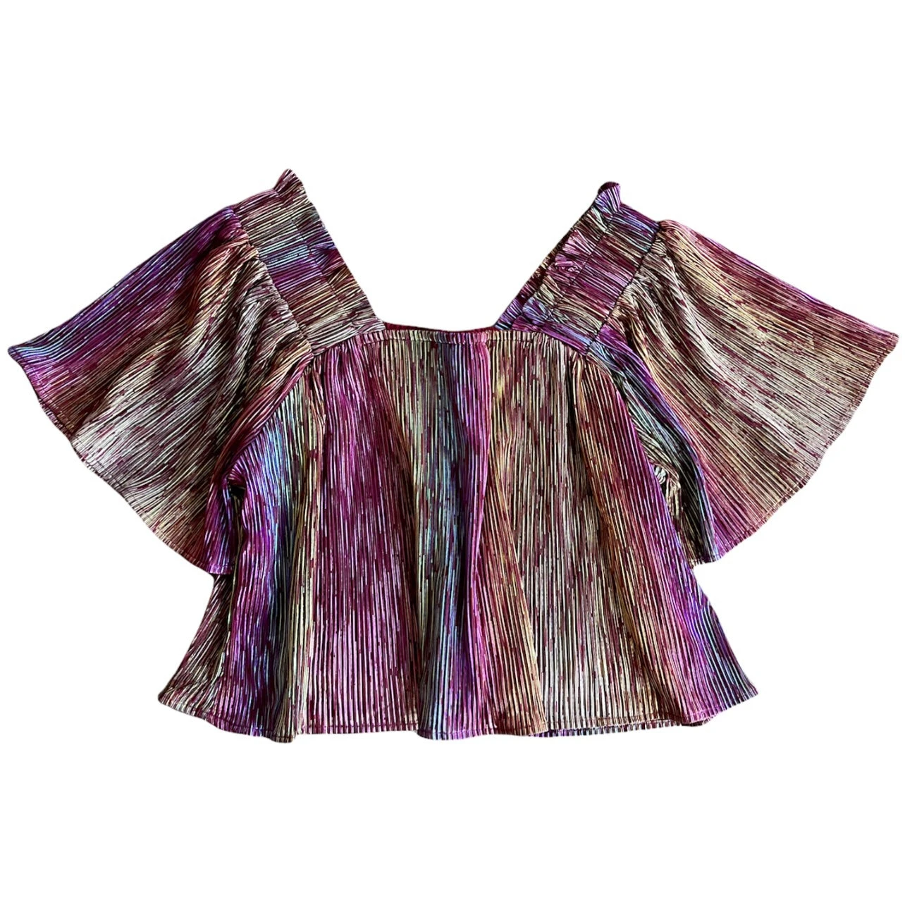Maroon Rainbow Pleat Flutter Top 1 Maroon Rainbow Pleat Flutter Top