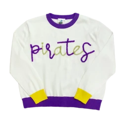 Queen Of Sparkles Glitter Script "Pirates" Long Sleeve Sweater